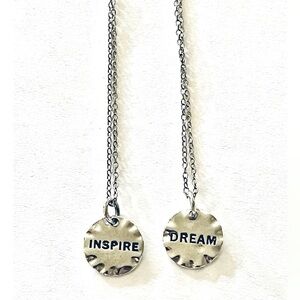 Sterling 925 Set of 2  Necklaces with Pendant Charms Dream & Inspire NEW